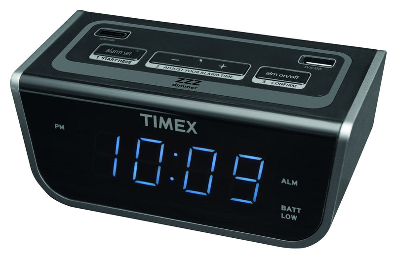 Timex Alarm Clock - T262 - Bedside LED Alarm Clock with Dual USB Charging